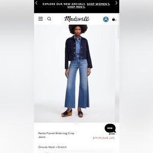 Madewell Petite Flared Wide-Leg Crop Jeas